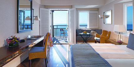 The spacious Grand Deluxe rooms have sea views